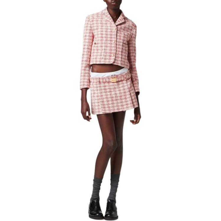 (Women) MIU MIU SS24 Plaid Logo Mini Skirt Women’s - Pink MG2039-14HN-F059I-S-232 圖 3