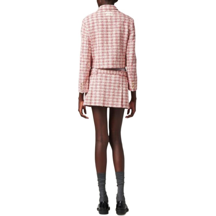 (Women) MIU MIU SS24 Plaid Logo Mini Skirt Women’s - Pink MG2039-14HN-F059I-S-232 圖 4