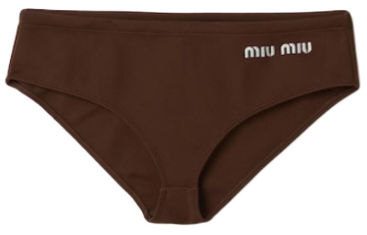 (Women) MIU MIU SS24 Solid Logo Embroidered Bikini Brown MMP248-14SJ-F0027-S-OOO