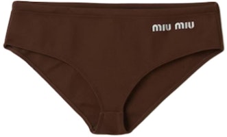 (Women) MIU MIU SS24 Solid Logo Embroidered Bikini Brown MMP248-14SJ-F0027-S-OOO (Women) MIU MIU SS24 Solid Logo Embroidered Bikini Brown MMP248-14SJ-F0027-S-OOO