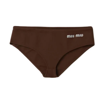 (Women) MIU MIU SS24 Solid Logo Embroidered Bikini Brown MMP248-14SJ-F0027-S-OOO