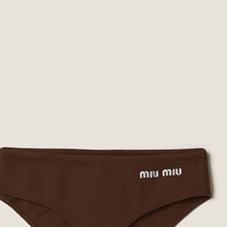 Shop (Women) MIU MIU SS24 Solid Logo Embroidered Bikini Brown MMP248-14SJ-F0027-S-OOO