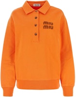 (Women) MIU MIU SS24 Solid Logo Pullover Long Sleeve Sweatshirt Women Orange. MJL988-12HF-F0B2Y-S-OOO (Women) MIU MIU SS24 Solid Logo Pullover Long Sleeve Sweatshirt Women Orange. MJL988-12HF-F0B2Y-S-OOO