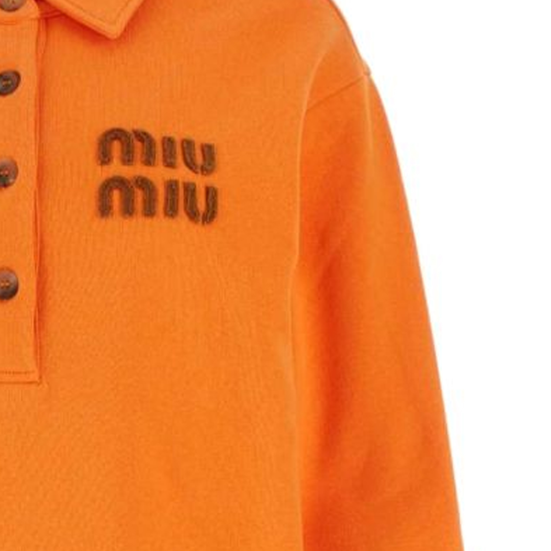 Details for (W) 미우미우 SS24 솔리드 로고 롱 슬리브 스웻셔츠 여성 오렌지. MJL988-12HF-F0B2Y-S-OOO