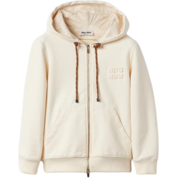 Order (W) MIU MIU SS24 Chaqueta Slim-Fit Logo Bordado Cremallera Neutral. MJL024-15AV-F0018-S-OOO