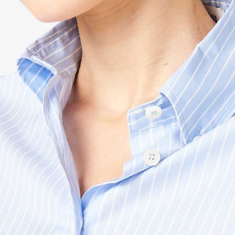 Sizing (Women) MIU MIU SS24 Striped Feather Hem Cotton Crop Long Sleeve Shirt  Blue MK1812-14A7-F0X24-S-OOO