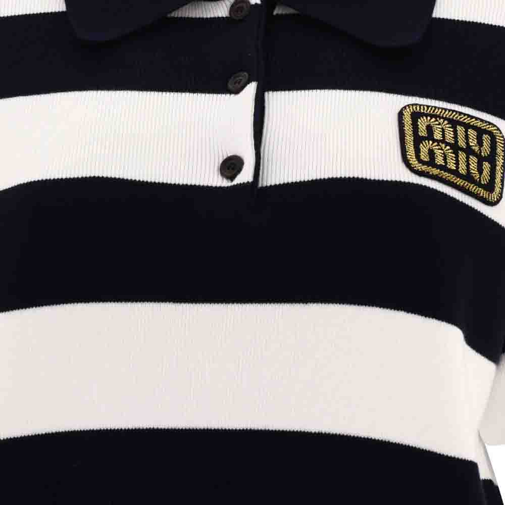 Purchase (W) MIU MIU SS24 Kemeja Polo Lengan Pendek Jalur Wanita Berwarna-Warni MML889-14M2-F022X-S-OOO