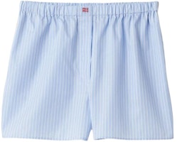 (Women) MIU MIU SS24 Striped Logo Embroidered Elastic Waist Shorts Women - Blue SP9429-137Q-F0X24-S-OOO (Women) MIU MIU SS24 Striped Logo Embroidered Elastic Waist Shorts Women - Blue SP9429-137Q-F0X24-S-OOO