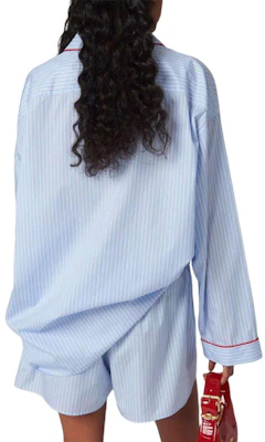 (Women) MIU MIU SS24 Striped Logo Embroidered Elastic Waist Shorts Women - Blue SP9429-137Q-F0X24-S-OOO Shop (Women) MIU MIU SS24 Striped Logo Embroidered Elastic Waist Shorts Women - Blue SP9429-137Q-F0X24-S-OOO