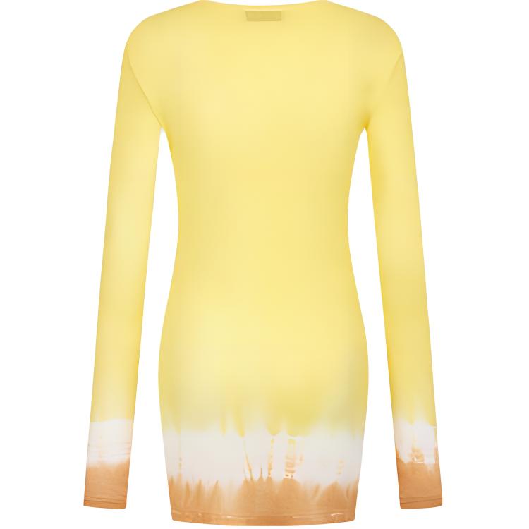 Lookbook (W) MIU MIU SS24 渲染扎染长袖连衣裙 黄色 MJA842-1463-F03UP-S-231