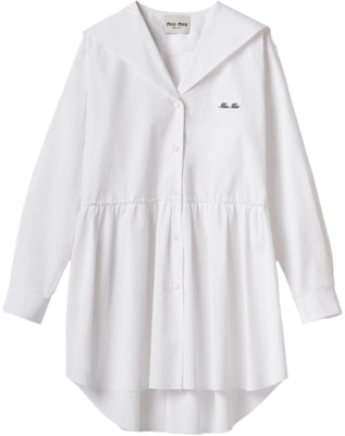 (W) MIU MIU SS24 白色长袖水手领刺绣标志连衣裙 女款 MF5263-10RG-F0009-S-OOO Buy (W) MIU MIU SS24 白色长袖水手领刺绣标志连衣裙 女款 MF5263-10RG-F0009-S-OOO