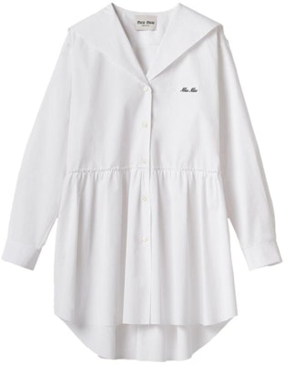 (W) MIU MIU SS24 白色长袖水手领刺绣标志连衣裙 女款 MF5263-10RG-F0009-S-OOO Order (W) MIU MIU SS24 白色长袖水手领刺绣标志连衣裙 女款 MF5263-10RG-F0009-S-OOO