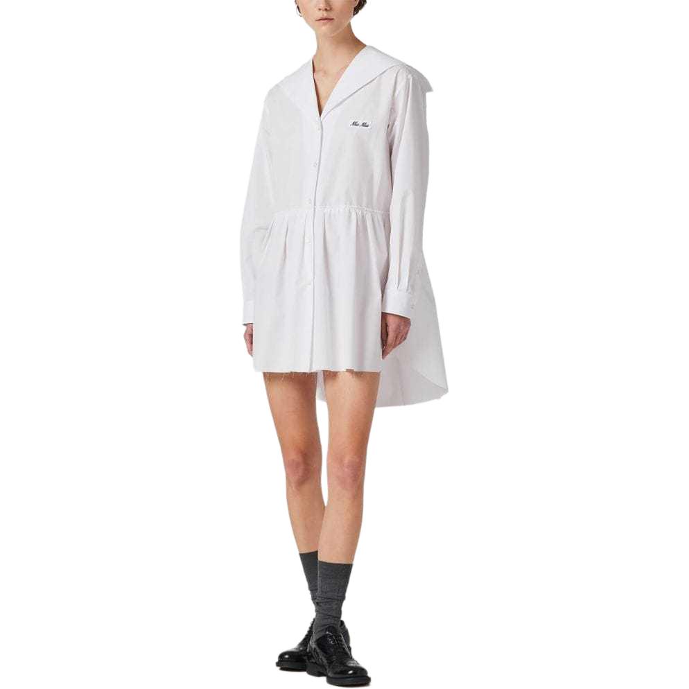 Lookbook (W) MIU MIU SS24 白色长袖水手领刺绣标志连衣裙 女款 MF5263-10RG-F0009-S-OOO