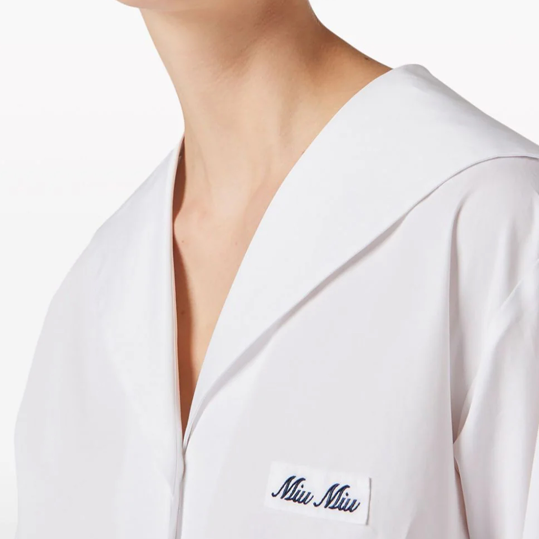 Purchase (W) MIU MIU SS24 白色长袖水手领刺绣标志连衣裙 女款 MF5263-10RG-F0009-S-OOO