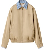 (Women) MIU MIU SS25 Grey Checkered Patchwork Zip-Up Jacket. ML1216-1UPX-F0065-S-OOO (Women) MIU MIU SS25 Grey Checkered Patchwork Zip-Up Jacket. ML1216-1UPX-F0065-S-OOO