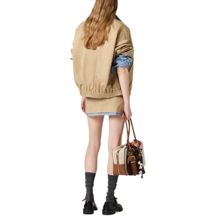 Purchase (W) 미우미우 SS25 그레이 체크 패치워크 집업 재킷. ML1216-1UPX-F0065-S-OOO