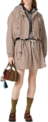 (Women) MIU MIU SS25 Khaki Logo Print Hooded Jacket Lunar New Year Edition. ML1190-16QY-F0WZU-S-OOO Lookbook (Women) MIU MIU SS25 Khaki Logo Print Hooded Jacket Lunar New Year Edition. ML1190-16QY-F0WZU-S-OOO