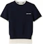 Order (Women) MIU MIU SS25 Blue Cashmere Knit Short-Sleeve Logo T-Shirt. MMLA56-16ON-F0960-S-OOO