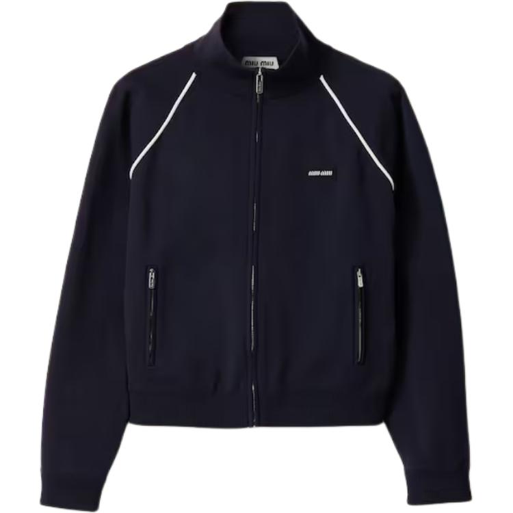 (Women) Miu Miu SS25 Blue Tech Fabric Zip-Up Cardigan Jacket MMF958-16WY-F022X-S-OOO