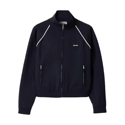 (Women) Miu Miu SS25 Blue Tech Fabric Zip-Up Cardigan Jacket MMF958-16WY-F022X-S-OOO