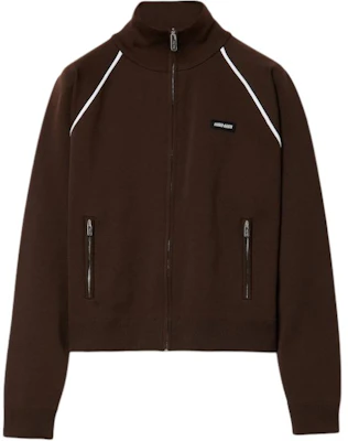 (W) Miu Miu SS25 棕色拉链夹克搭配对比条纹细节 MMF958-16WY-F080J-S-OOO Buy (W) Miu Miu SS25 棕色拉链夹克搭配对比条纹细节 MMF958-16WY-F080J-S-OOO