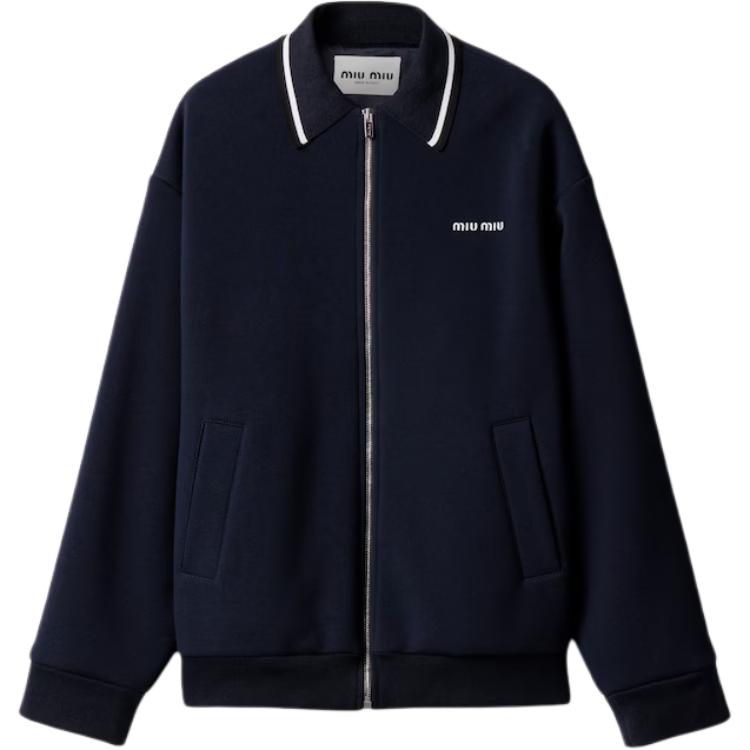(Women) Miu Miu SS25 Navy Blue Summer Series Sports Knit Jacket ML1258-17LN-F0008-S-OOO