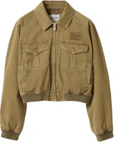 (Women) Miu Miu SS25 Olive Green Logo Embroidered Pilot Jacket ML1184-16MS-F0393-S-OOO (Women) Miu Miu SS25 Olive Green Logo Embroidered Pilot Jacket ML1184-16MS-F0393-S-OOO