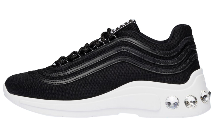 (W) MIU MIU Stretch-Knit Sneakers 'Black and White'