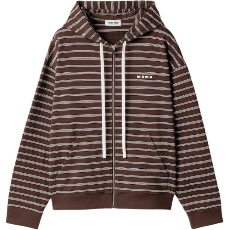 (Women) Miu Miu Striped Cotton Fleece Hoodie Jacket MJL023-174V-F0O7E-S-OOO
