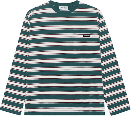 (W) MIU MIU 条纹圆领短袖T恤 绿色 女款 MJL014-14RT-F03UD-S-OOO Order (W) MIU MIU 条纹圆领短袖T恤 绿色 女款 MJL014-14RT-F03UD-S-OOO