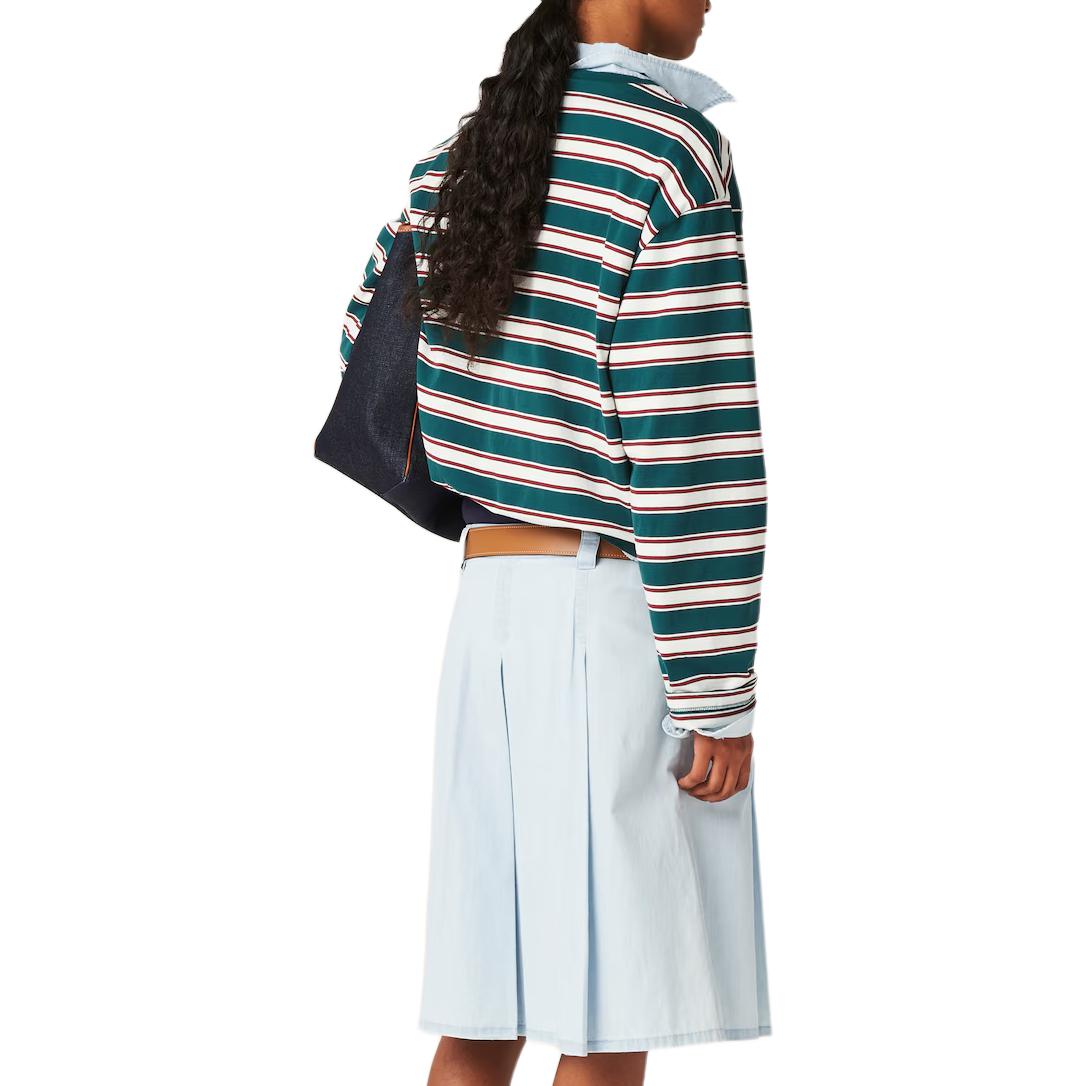 Purchase (W) MIU MIU 条纹圆领短袖T恤 绿色 女款 MJL014-14RT-F03UD-S-OOO