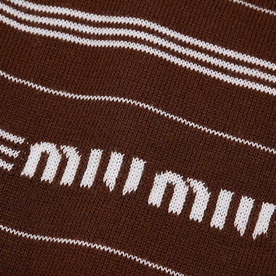 (W) MIU MIU Polo Lengan Pendek Jalur Coklat Baju Kasual MML949-140V-F0324 Shop (W) MIU MIU Polo Lengan Pendek Jalur Coklat Baju Kasual MML949-140V-F0324