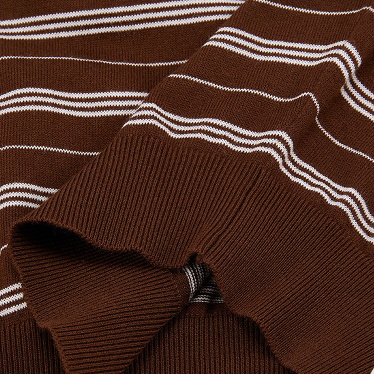 Purchase (W) MIU MIU Polo Lengan Pendek Jalur Coklat Baju Kasual MML949-140V-F0324