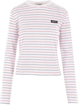 (W) Camiseta MIU MIU Rosa de Manga Larga con Logo a Rayas para Mujer SS24. MJL995-14EU-F0009-S-OOO Order (W) Camiseta MIU MIU Rosa de Manga Larga con Logo a Rayas para Mujer SS24. MJL995-14EU-F0009-S-OOO