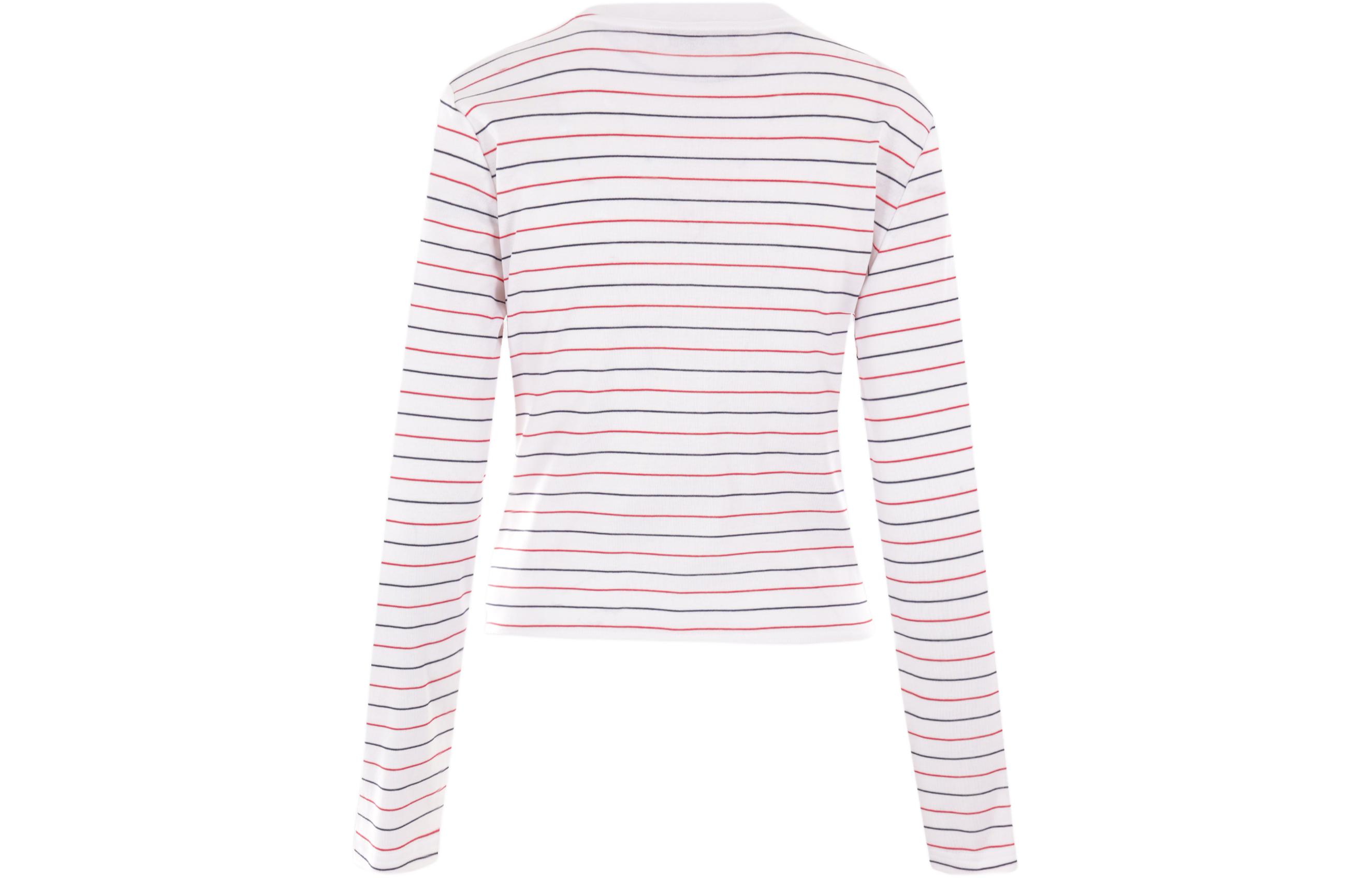 Lookbook (W) Camiseta MIU MIU Rosa de Manga Larga con Logo a Rayas para Mujer SS24. MJL995-14EU-F0009-S-OOO