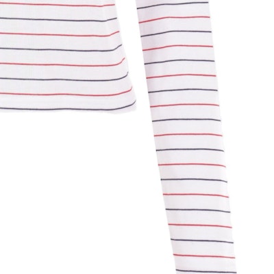 (W) Camiseta MIU MIU Rosa de Manga Larga con Logo a Rayas para Mujer SS24. MJL995-14EU-F0009-S-OOO Details for (W) Camiseta MIU MIU Rosa de Manga Larga con Logo a Rayas para Mujer SS24. MJL995-14EU-F0009-S-OOO