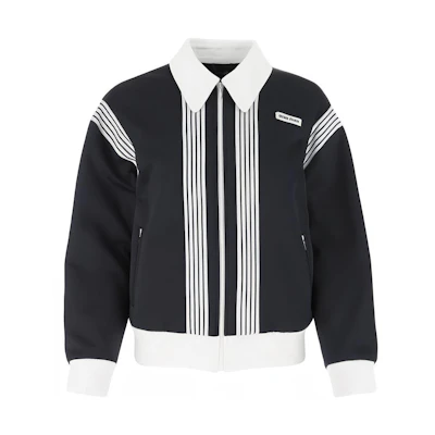 (Women) Miu Miu Striped Logo Zipper Jacket with Casual Collar - Multicolor MJL757-1ZFP-F0008