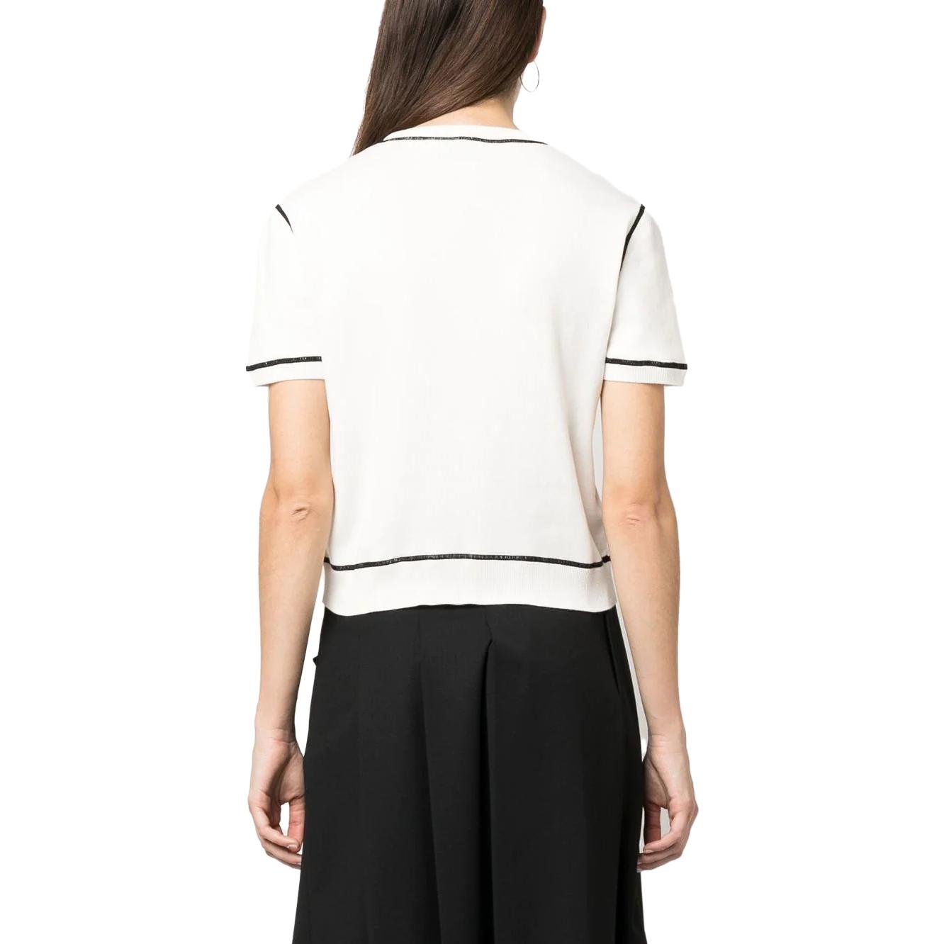 (Women) MIU MIU Striped Print Crewneck Knitted Short Sleeve T-Shirt Women White SS23 MML743-12ZK-F0964 圖 4