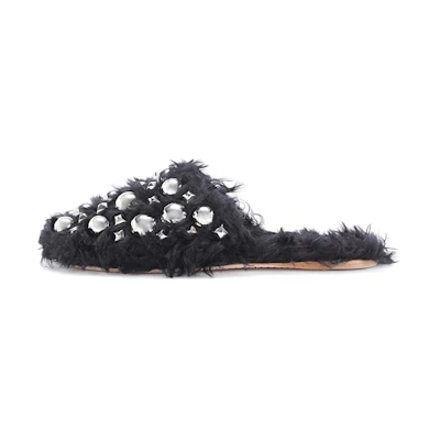 (W) MIU MIU Studded Sphere Slider 'Black'