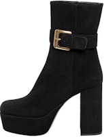 (Women) MIU MIU Suede Calfskin Chunky Heel Booties 'Black' 5UP065_008_F0002_F_110 (Women) MIU MIU Suede Calfskin Chunky Heel Booties 'Black' 5UP065_008_F0002_F_110