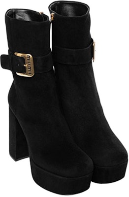 (W) MIU MIU Suede Calfskin Chunky Heel Booties 'Hitam' - Sepatu Boot Hak Tebal 5UP065_008_F0002_F_110 Shop (W) MIU MIU Suede Calfskin Chunky Heel Booties 'Hitam' - Sepatu Boot Hak Tebal 5UP065_008_F0002_F_110