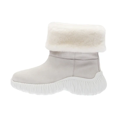 (W) MIU MIU Suede Fold-Over Snow Boots 'White'