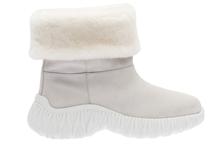 (W) MIU MIU Suede Fold-Over Snow Boots 'White' 圖 2