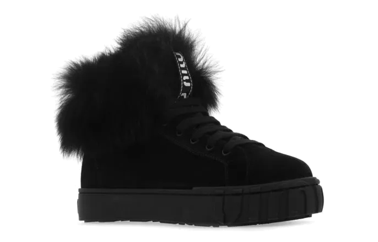 (W) MIU MIU Suede Sneakers 'Black' 圖 3