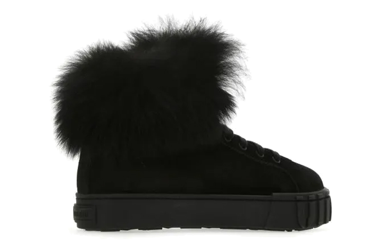 (W) MIU MIU Suede Sneakers 'Black' 圖 5