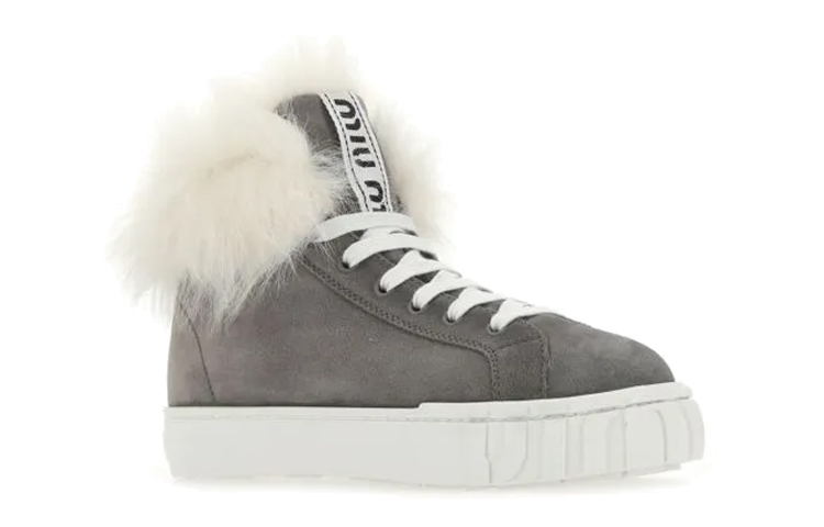 (W) MIU MIU Suede Sneakers 'Dark Grey' 圖 3