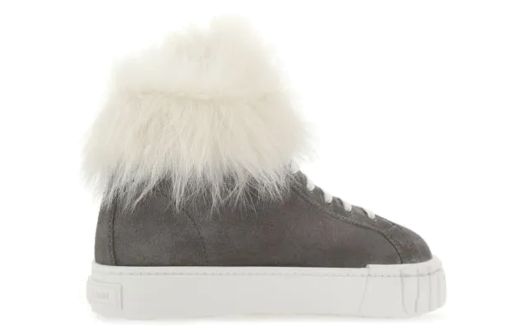 (W) MIU MIU Suede Sneakers 'Dark Grey' 圖 5