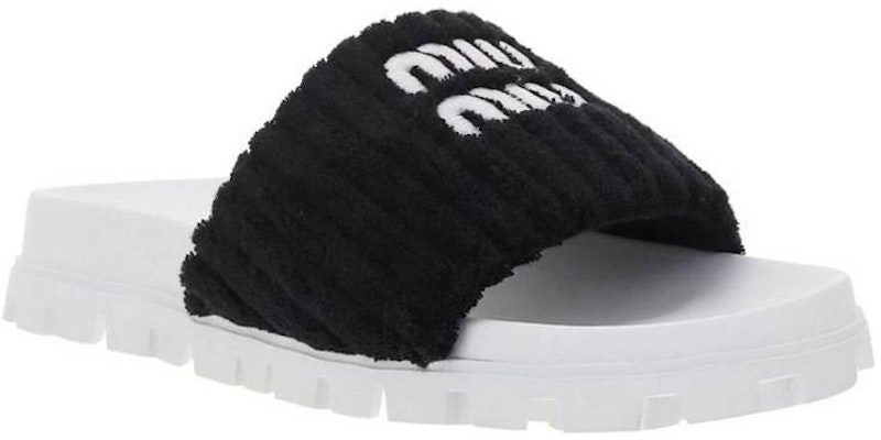 (W) Selipar Fesyen Terry Cloth MIU MIU 'Hitam'. 5XX542_2LH_F0002_F_010 Order (W) Selipar Fesyen Terry Cloth MIU MIU 'Hitam'. 5XX542_2LH_F0002_F_010