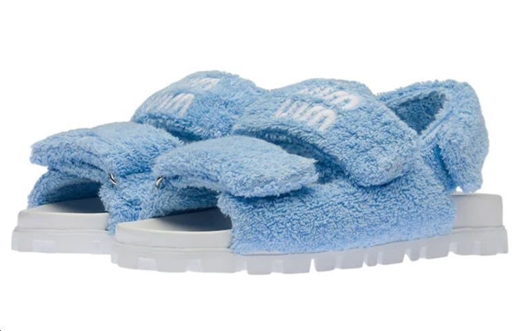 (W) MIU MIU Terry Cloth Sandals 'Blue' 圖 3