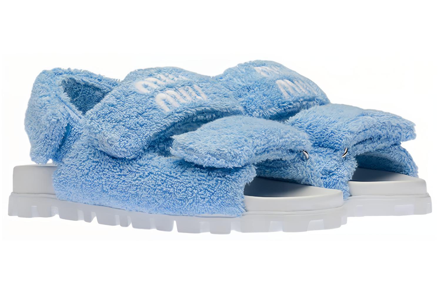 (W) MIU MIU Terry Cloth Sandals 'Blue' 圖 4
